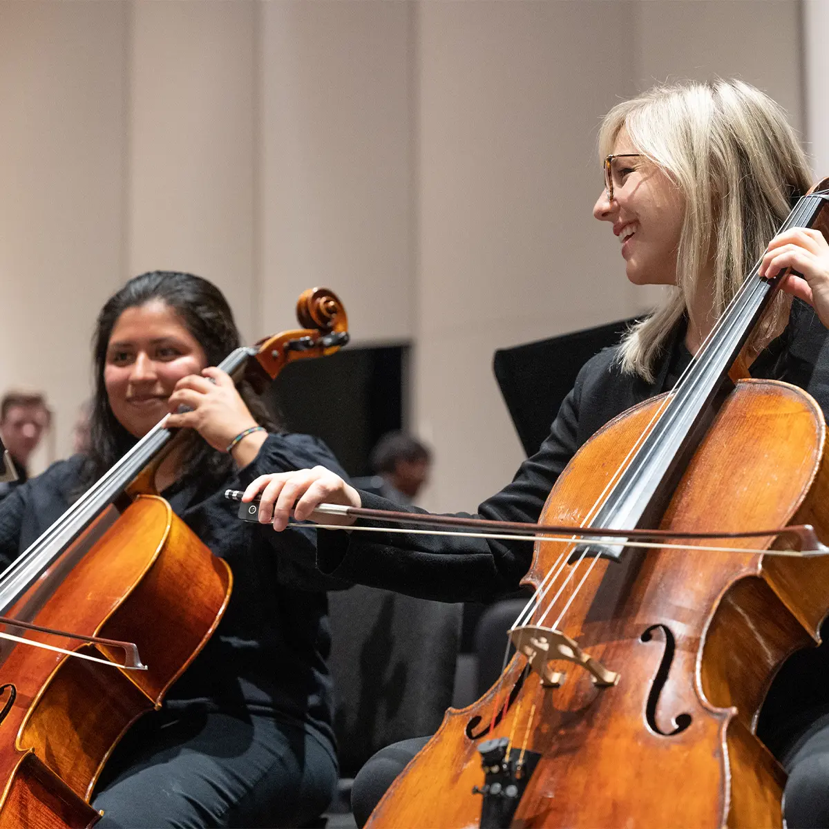 Youth orchestra cellist with principal cello, Natalie Helm